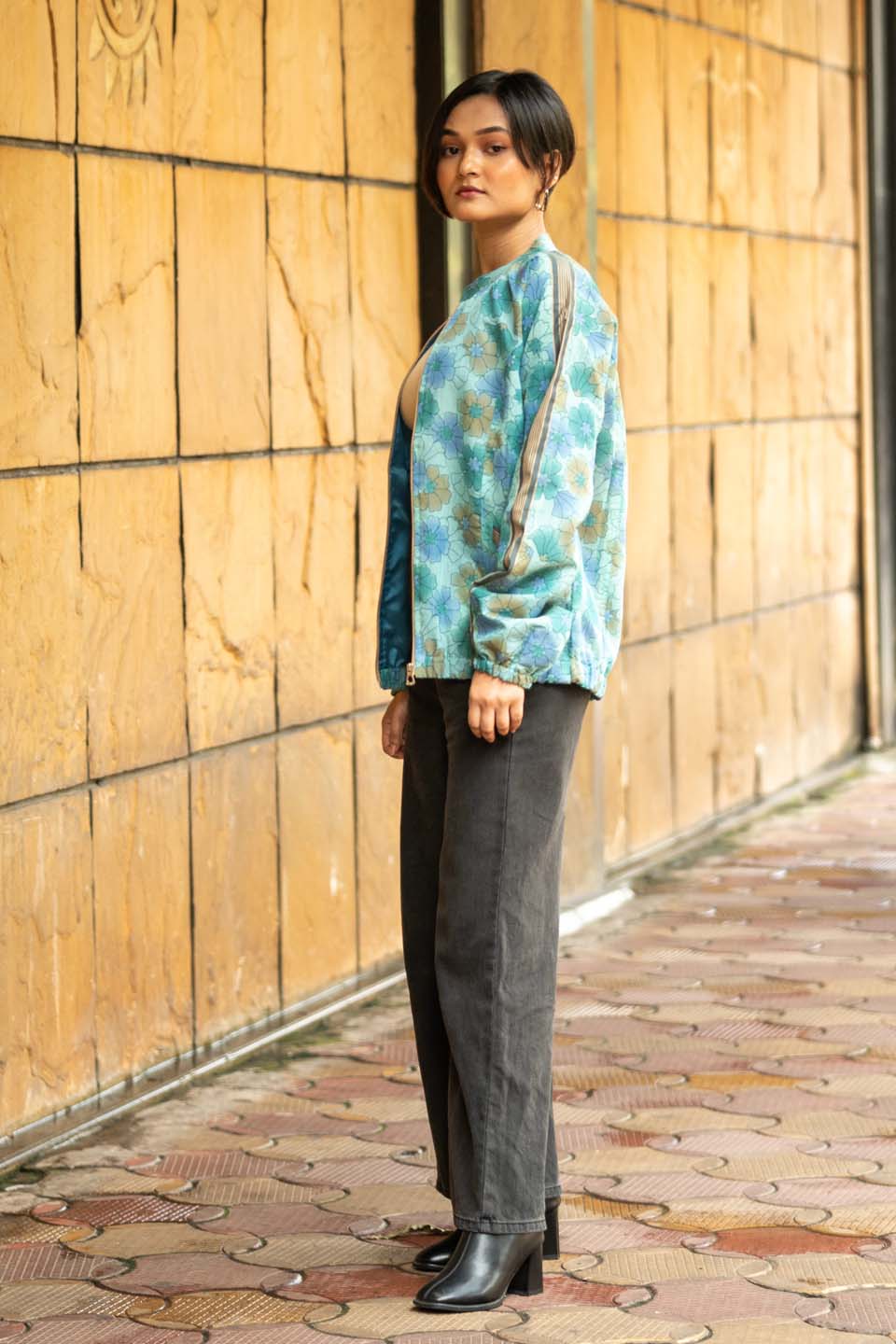 Aqua Bloom - Bomber Jacket