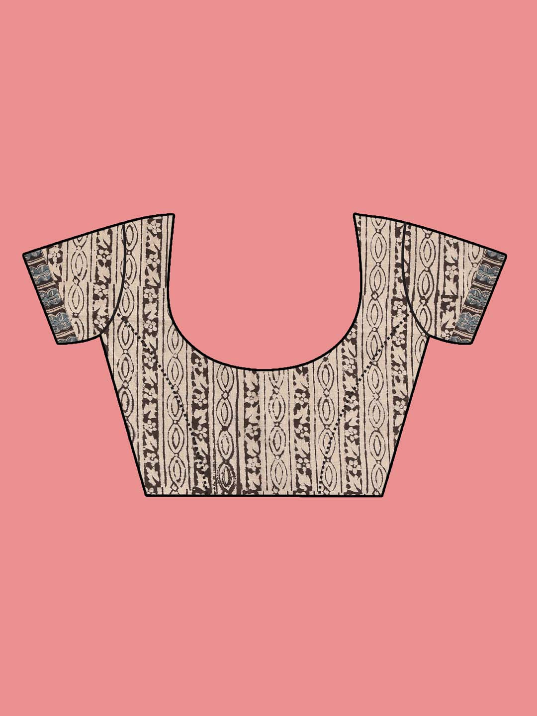 Indethnic Kalamkari Handblock Mulmul Cotton Saree - Blouse Piece View