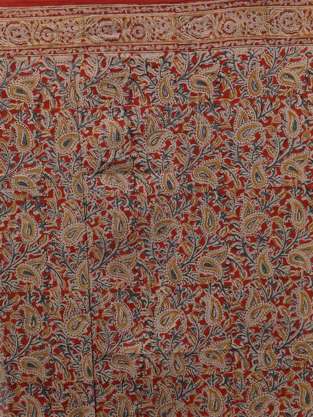 Indethnic Kalamkari Handblock Mulmul Cotton Saree - Saree Detail View