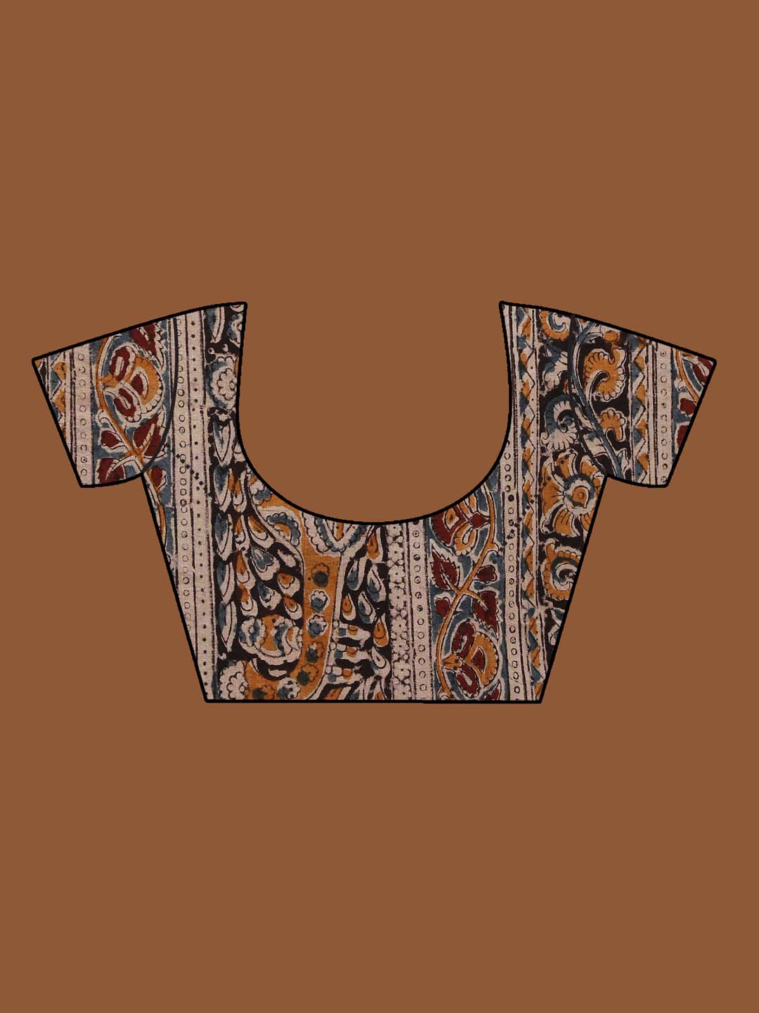 Indethnic Kalamkari Handblock Mulmul Cotton Saree - Blouse Piece View