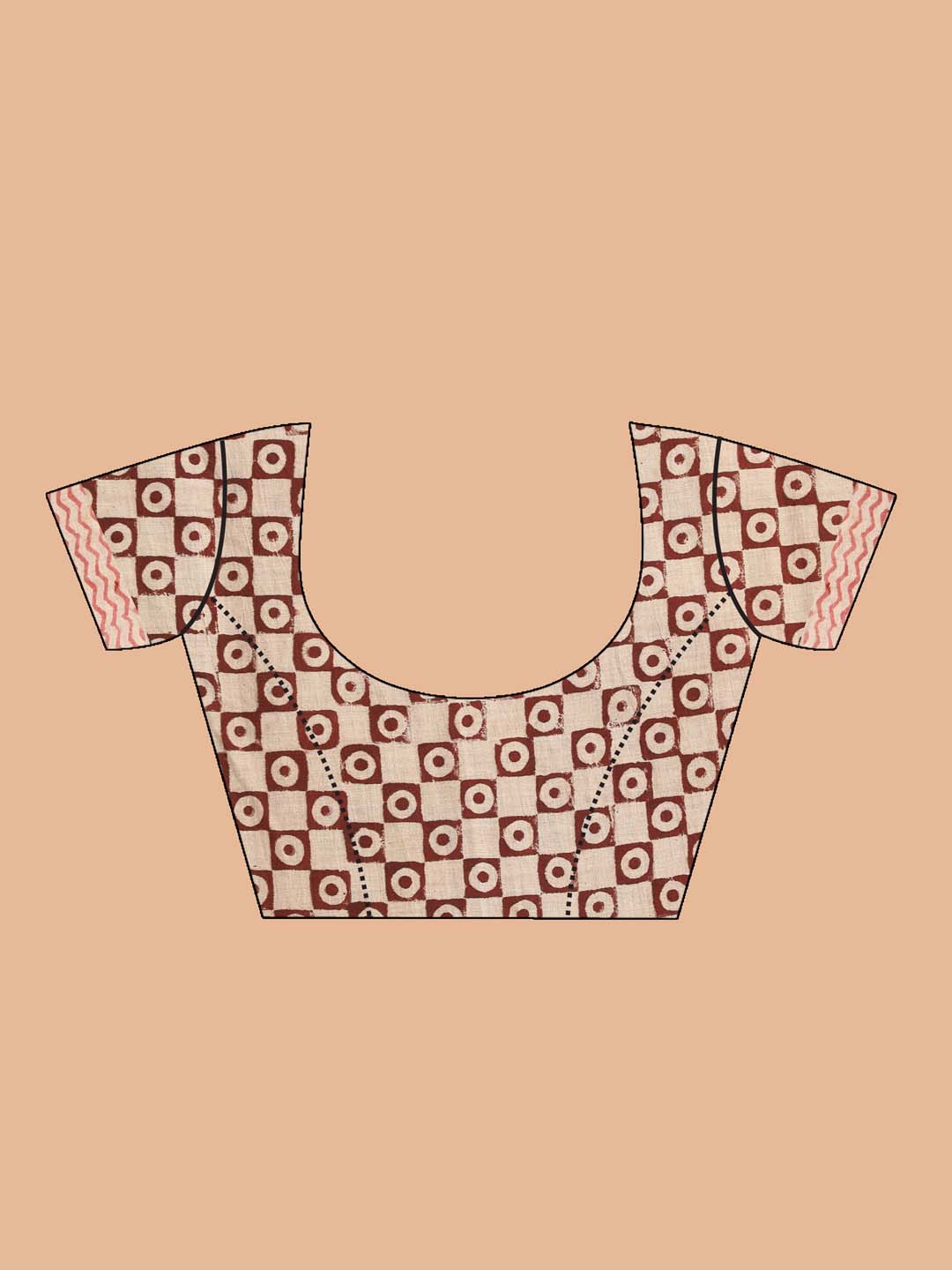 Indethnic Kalamkari Handblock Mulmul Cotton Saree - Blouse Piece View