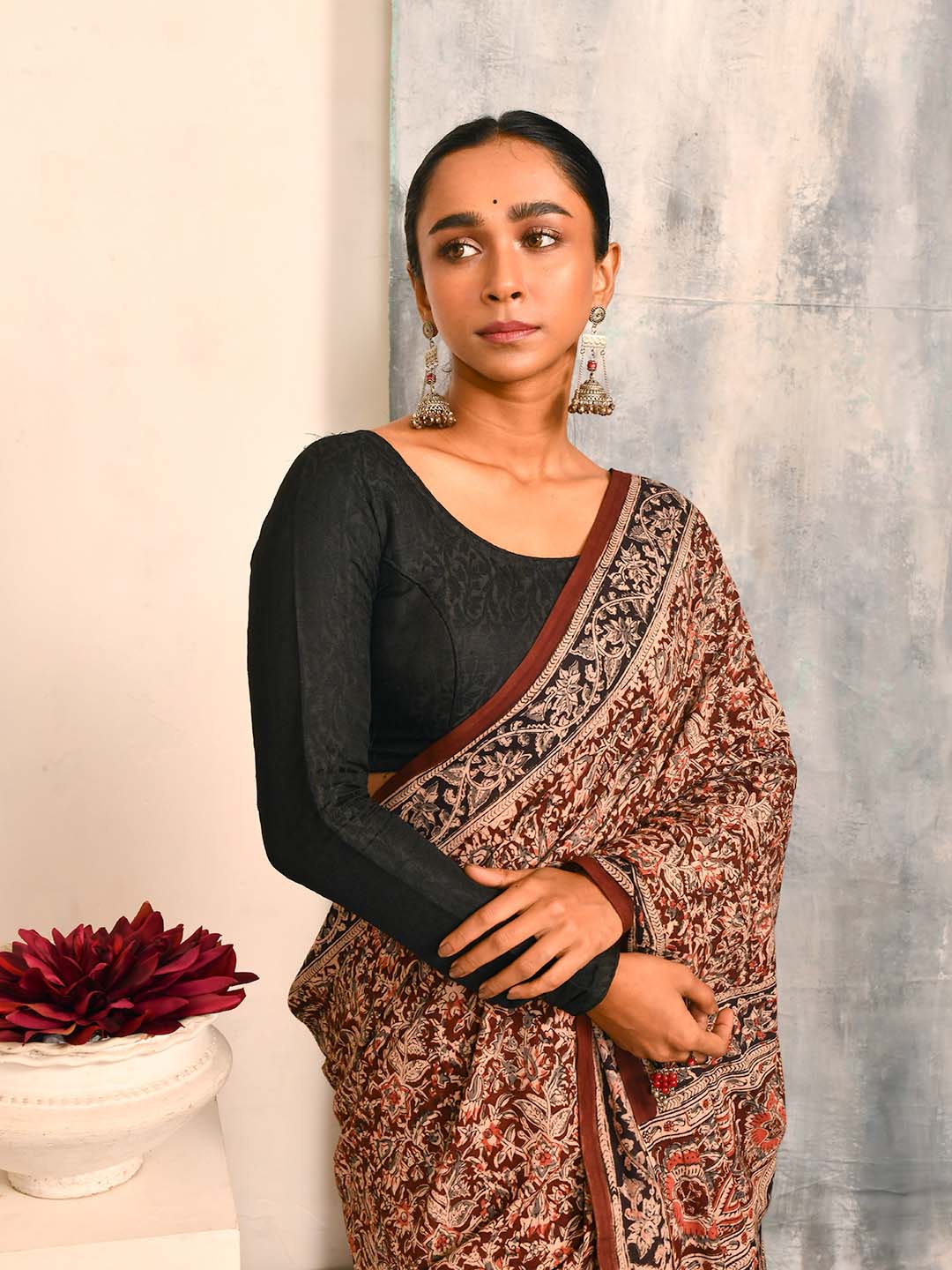 BUSTLING BLOOM (KALAMKARI 100% PURE COTTON SAREE)