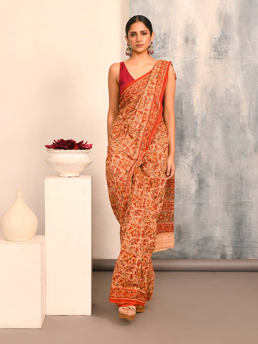 FLORAL FANTASY (KALAMKARI 100% PURE COTTON SAREE)