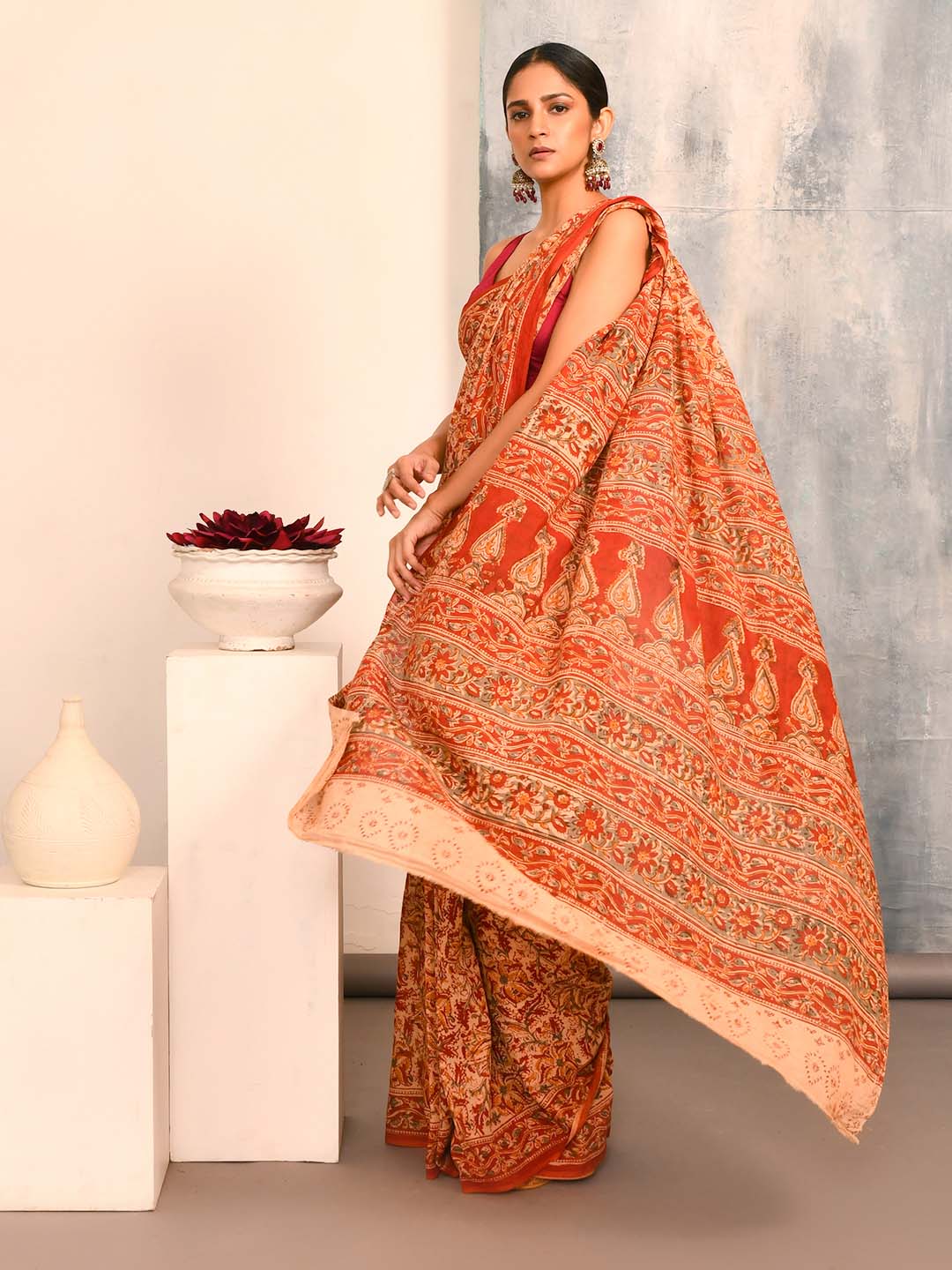 FLORAL FANTASY (KALAMKARI 100% PURE COTTON SAREE)