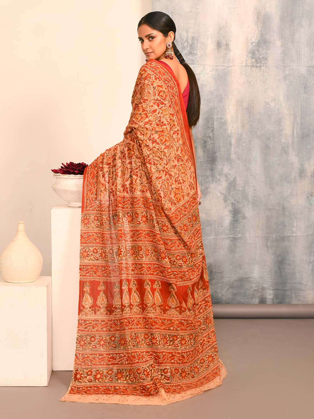 FLORAL FANTASY (KALAMKARI 100% PURE COTTON SAREE)