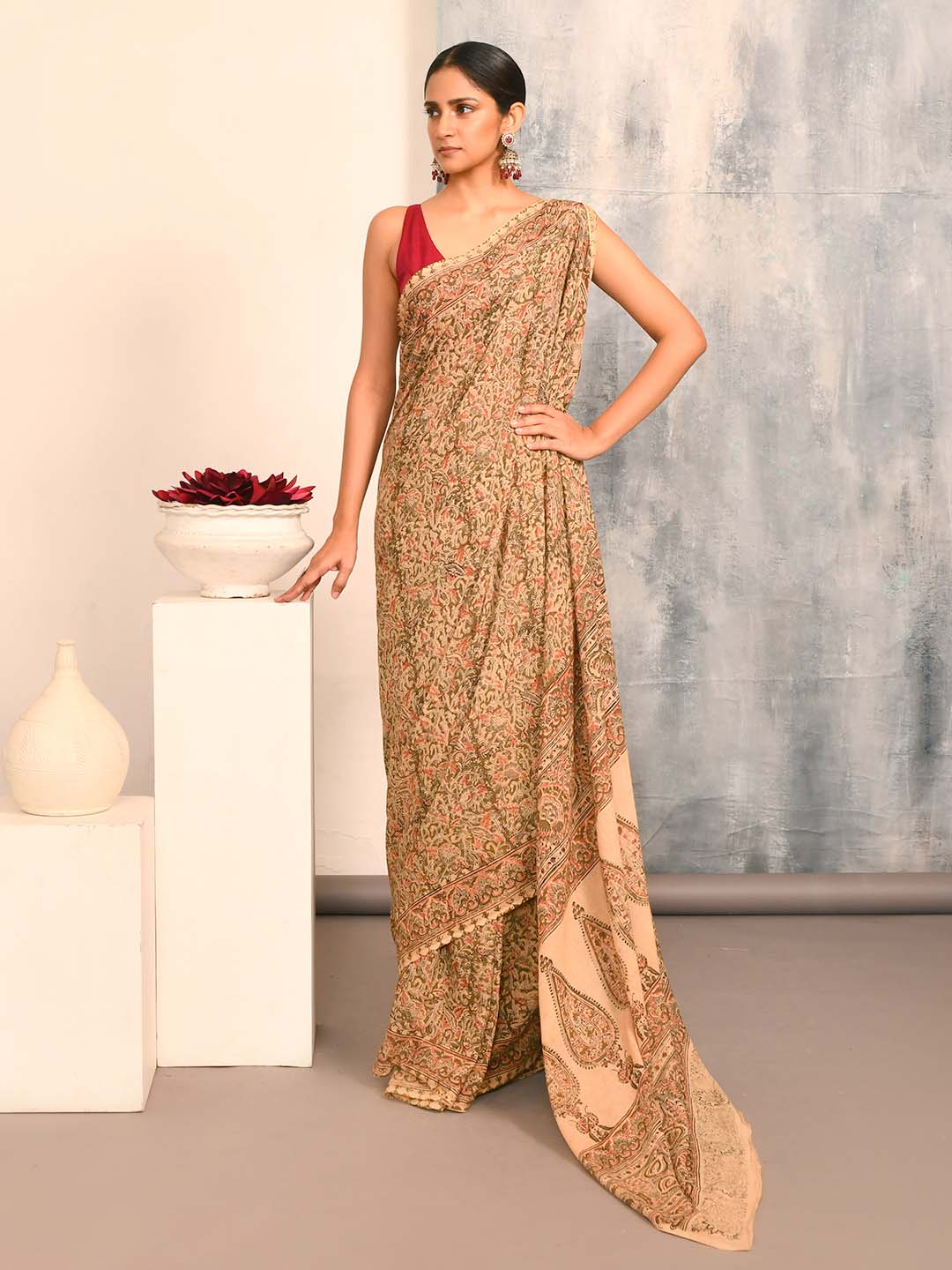 BOTANICAL BEAUTY (KALAMKARI 100% PURE COTTON SAREE)