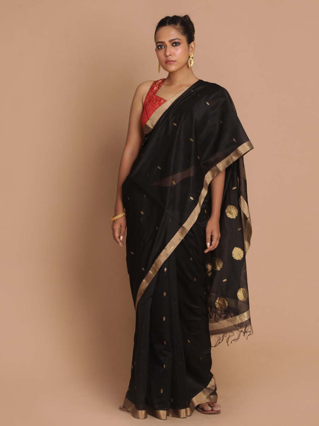 Indethnic Chanderi Handloom Silk Cotton Saree - View 1