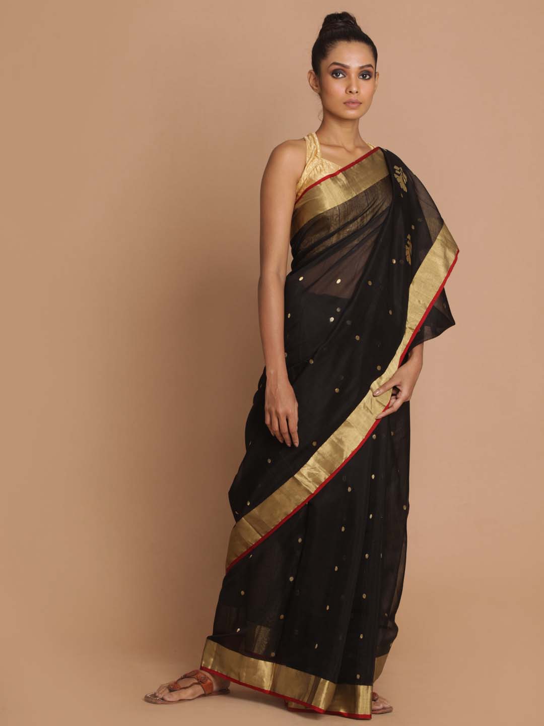 Indethnic Chanderi Handloom Silk Cotton Saree - View 1