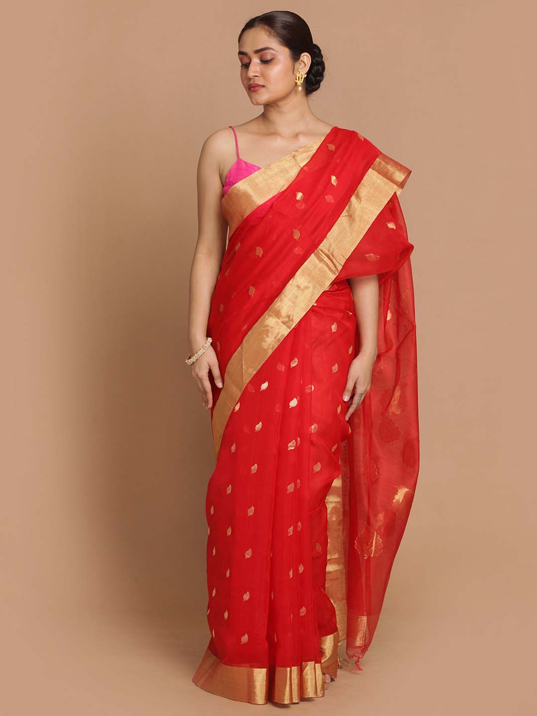 Indethnic Chanderi Handloom Silk Cotton Saree - View 1