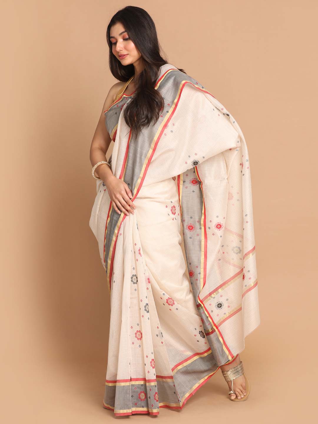 Indethnic Chanderi Handloom Silk Cotton Saree - View 2