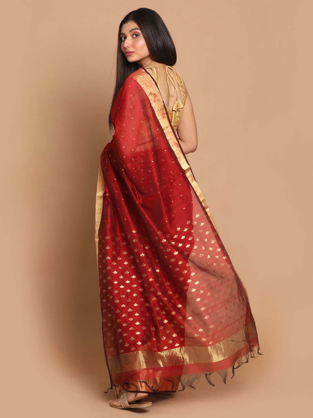 Indethnic Chanderi Handloom Silk Cotton Saree - View 3