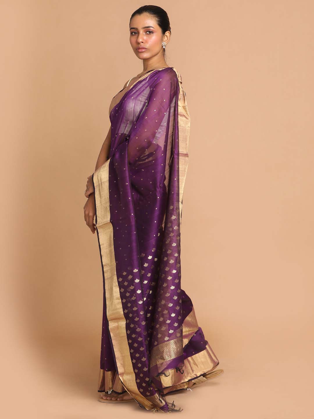Indethnic Chanderi Handloom Silk Cotton Saree - View 2