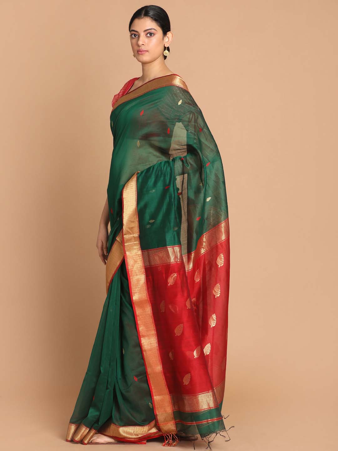 Indethnic Maheshwari Handloom Silk Cotton Saree - View 2