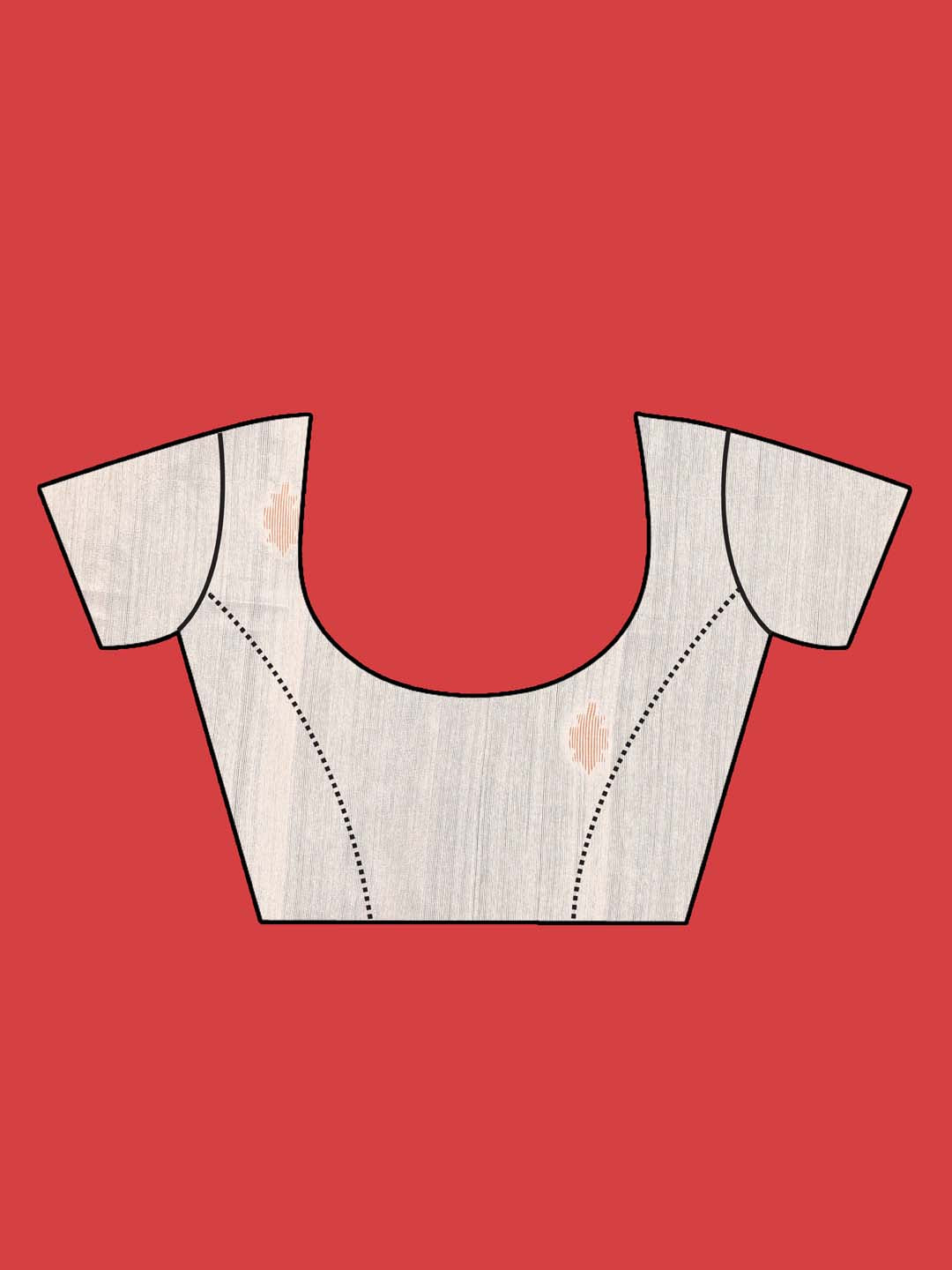 Indethnic White Pure Silk Abstract Design Jamdani - Blouse Piece View