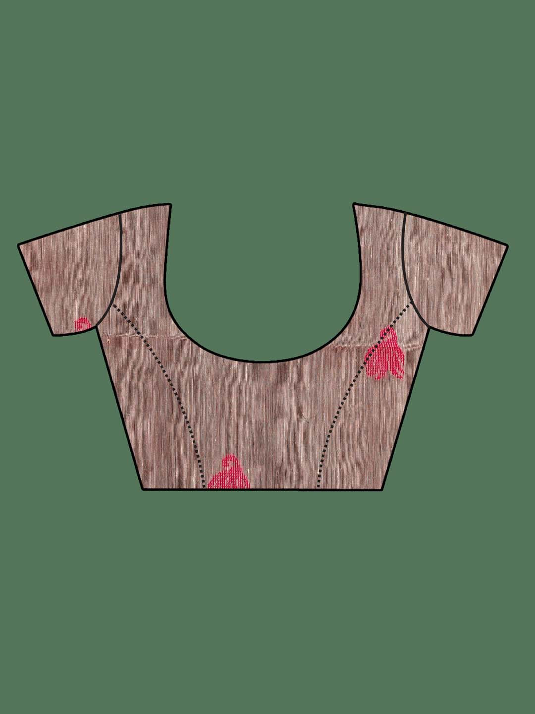 Indethnic Red Pure Silk Abstract Design Jamdani - Blouse Piece View