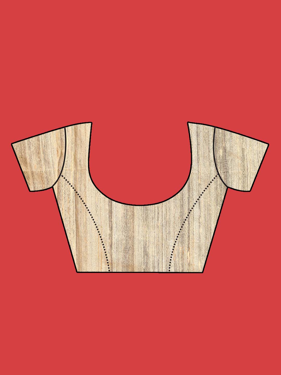 Indethnic Beige Pure Silk Ethnic Motifs Design Jamdani - Blouse Piece View