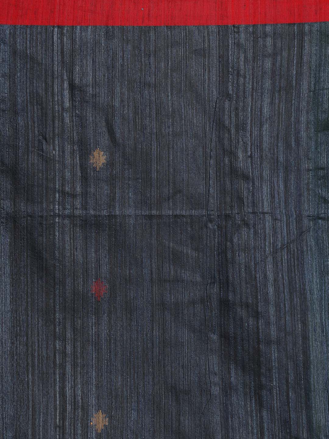 Indethnic Navy Blue Pure Silk Ethnic Motifs Design Jamdani - Saree Detail View