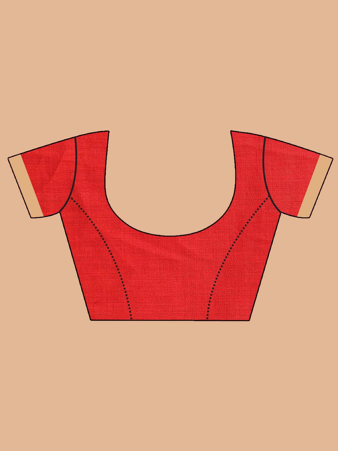 Indethnic Red Bengal Handloom Pure Cotton Saree Daily Saree - Blouse Piece View