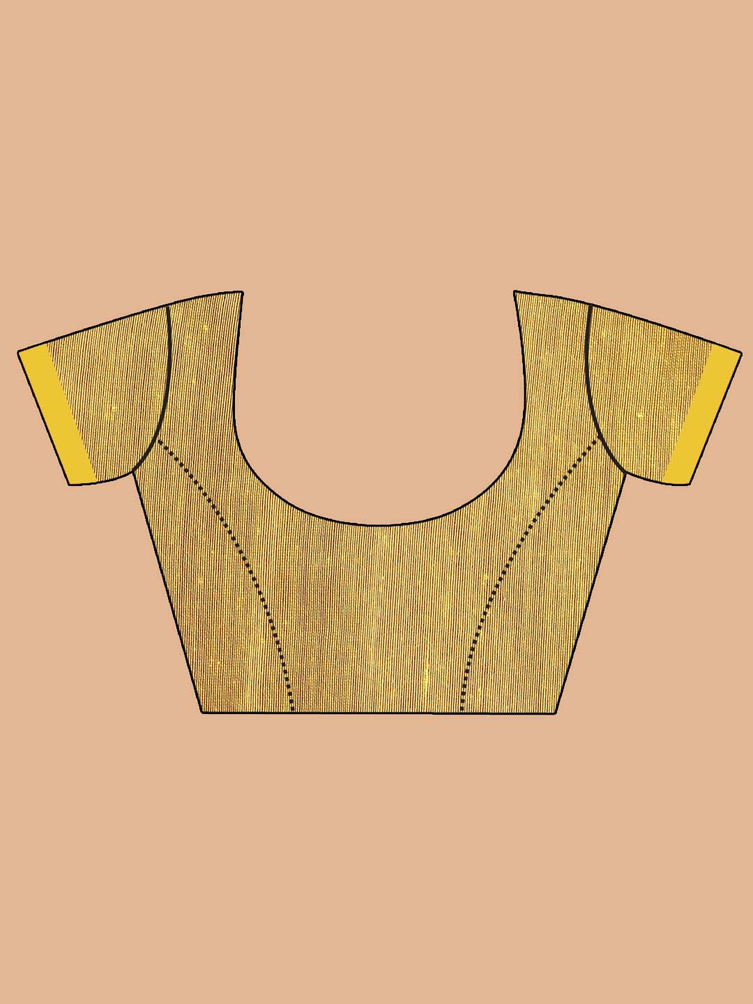 Indethnic Red Bengal Handloom Cotton Blend Work Saree - Blouse Piece View