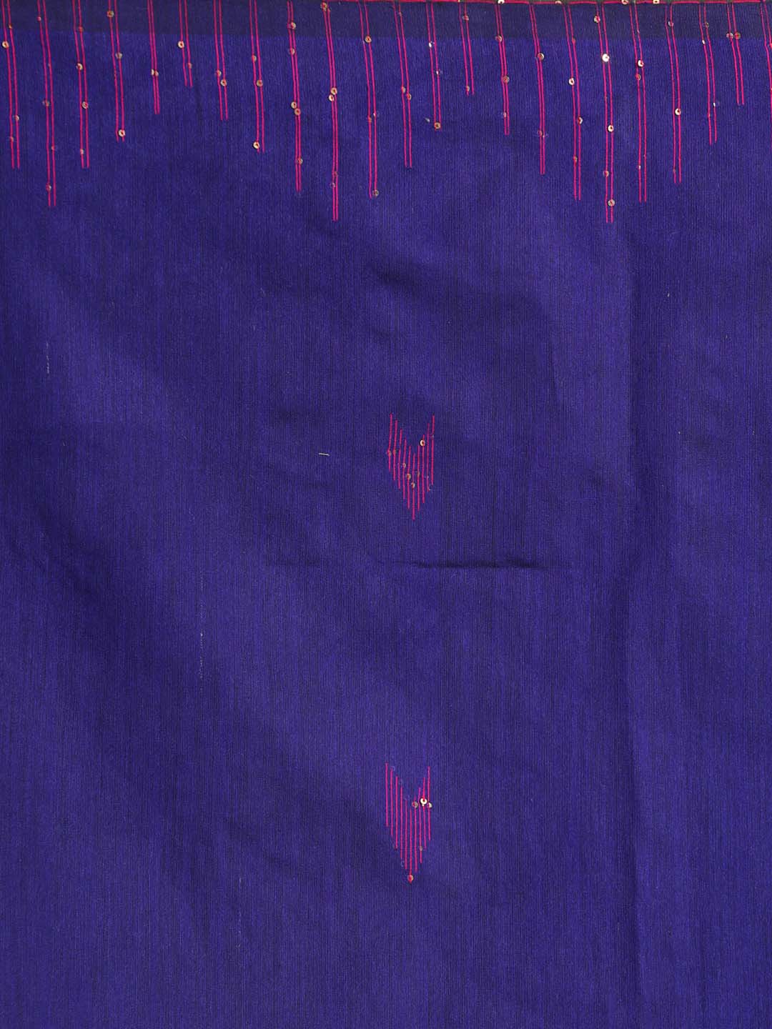 Indethnic Blue Bengal Handloom Cotton Blend Work Saree - Saree Detail View