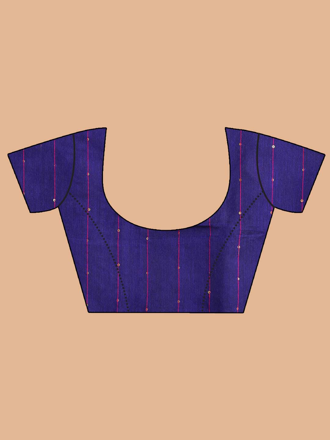 Indethnic Blue Bengal Handloom Cotton Blend Work Saree - Blouse Piece View