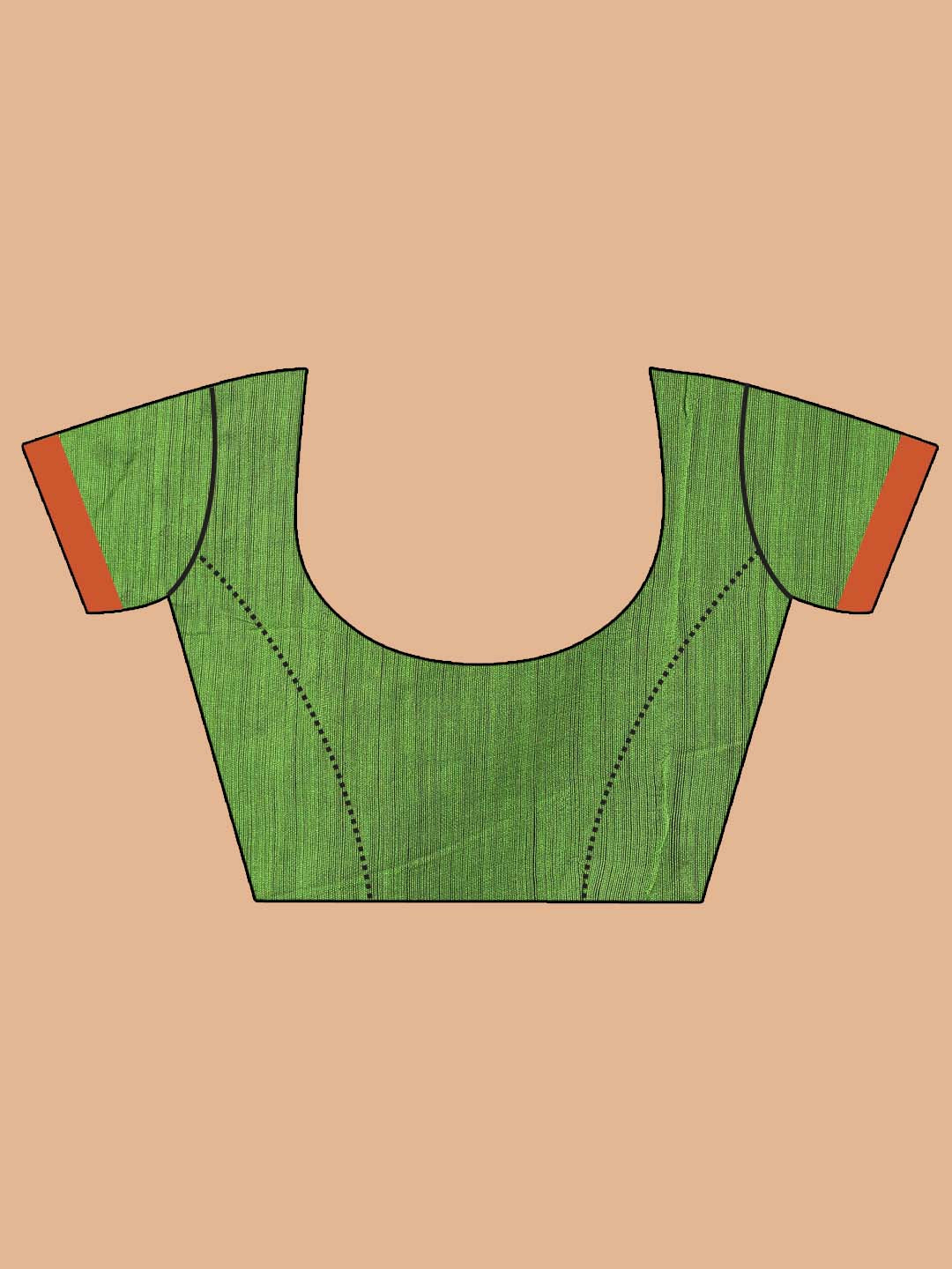 Indethnic Blue Bengal Handloom Cotton Blend Work Saree - Blouse Piece View