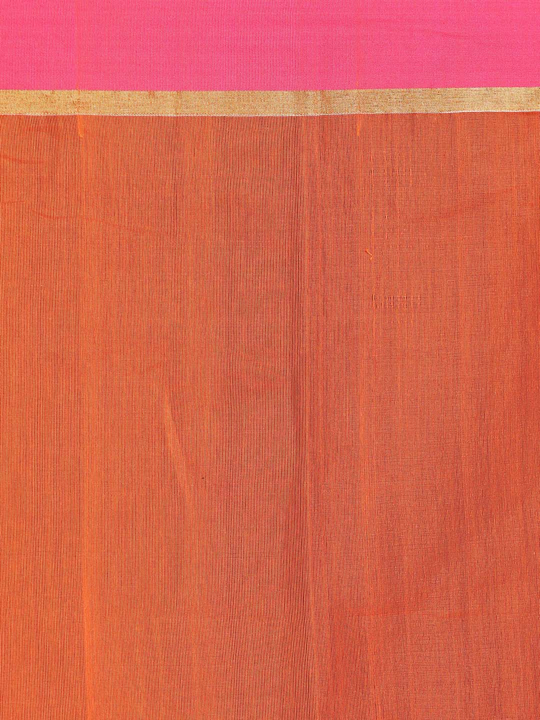 Indethnic Orange Bengal Handloom Cotton Blend Work Saree - Saree Detail View