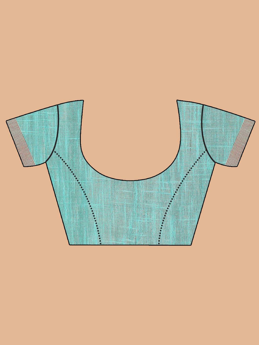 Indethnic Turquoise Blue Bengal Handloom Cotton Blend Party Saree - Blouse Piece View