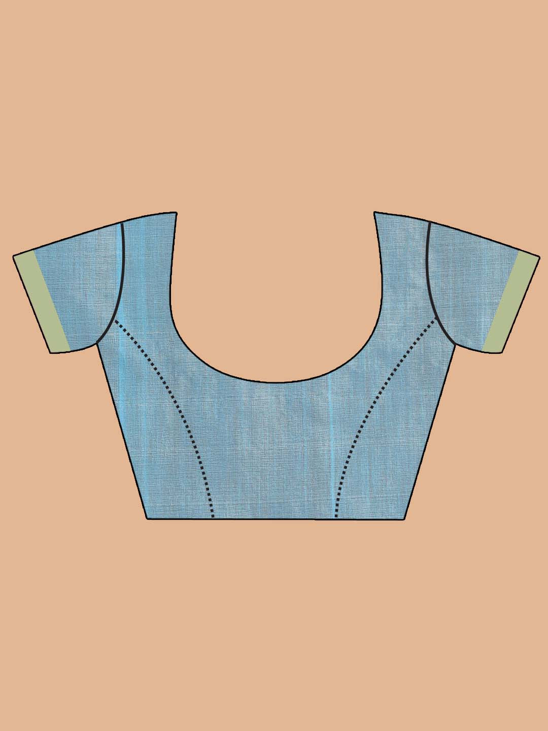 Indethnic Turquoise Blue Bengal Handloom Cotton Blend Work Saree - Blouse Piece View