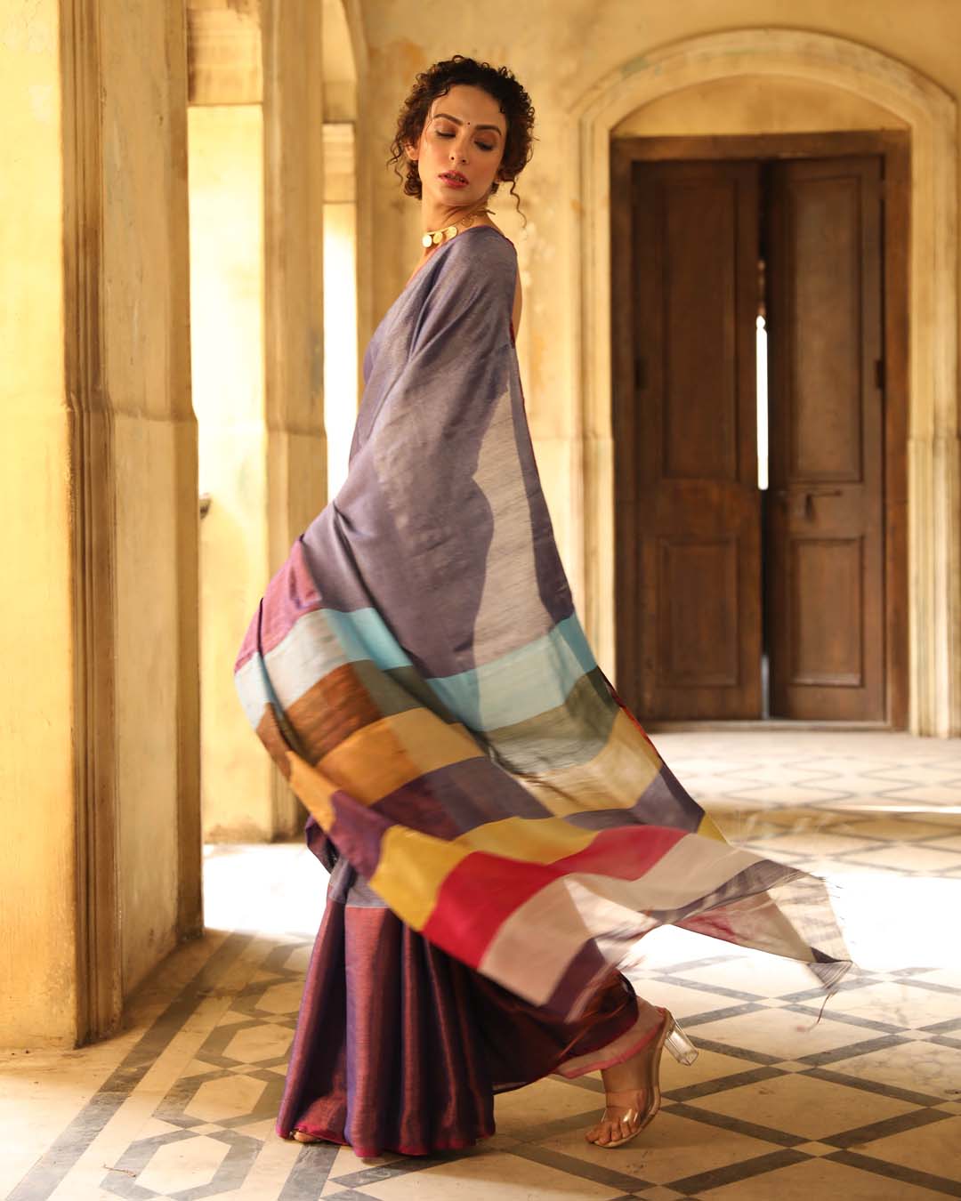 MYSTIC VIOLET (BENGAL HANDLOOM 100% PURE COTTON SAREE)