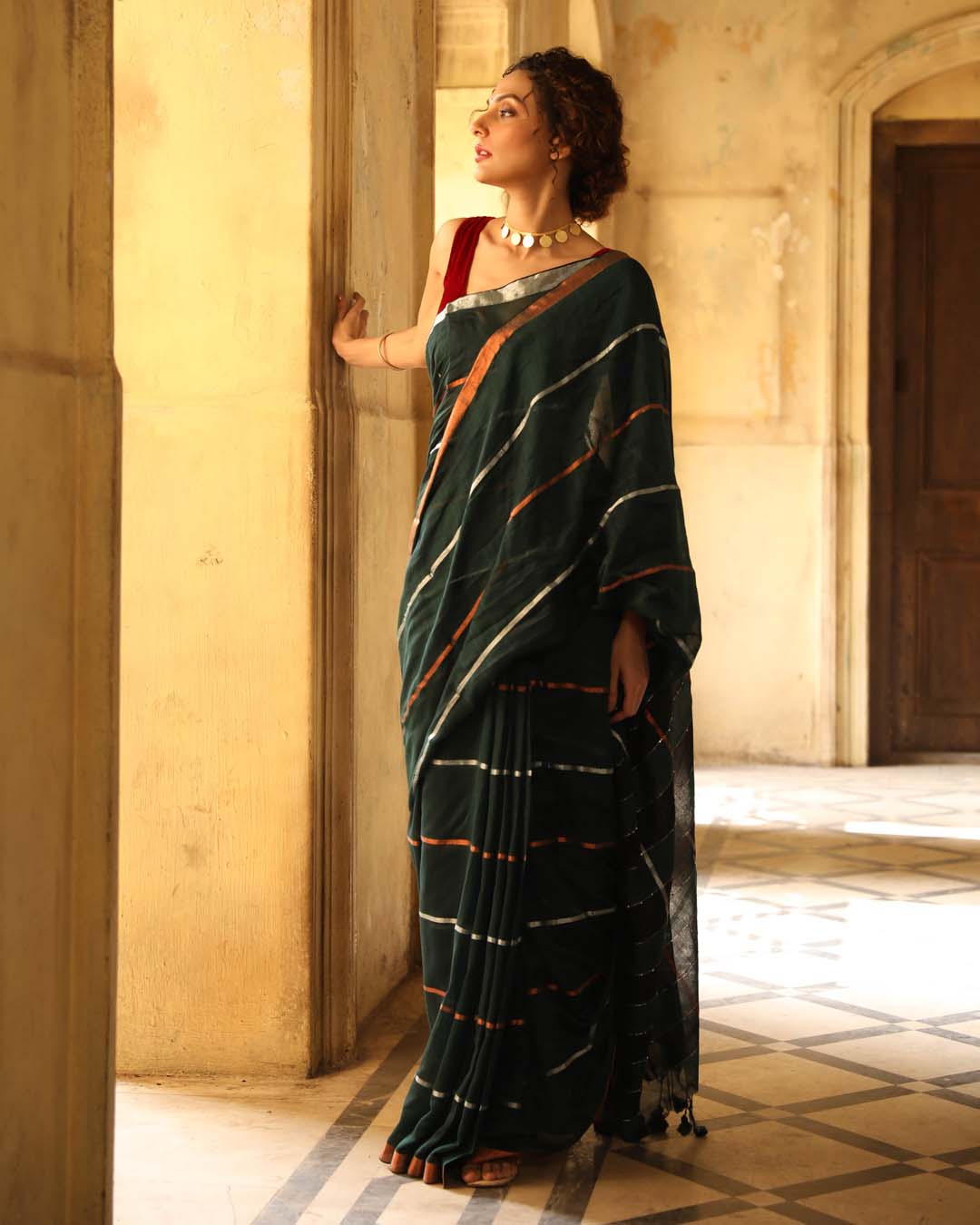 EMERALD ESSENCE (HANDLOOM 100% PURE COTTON SAREE)