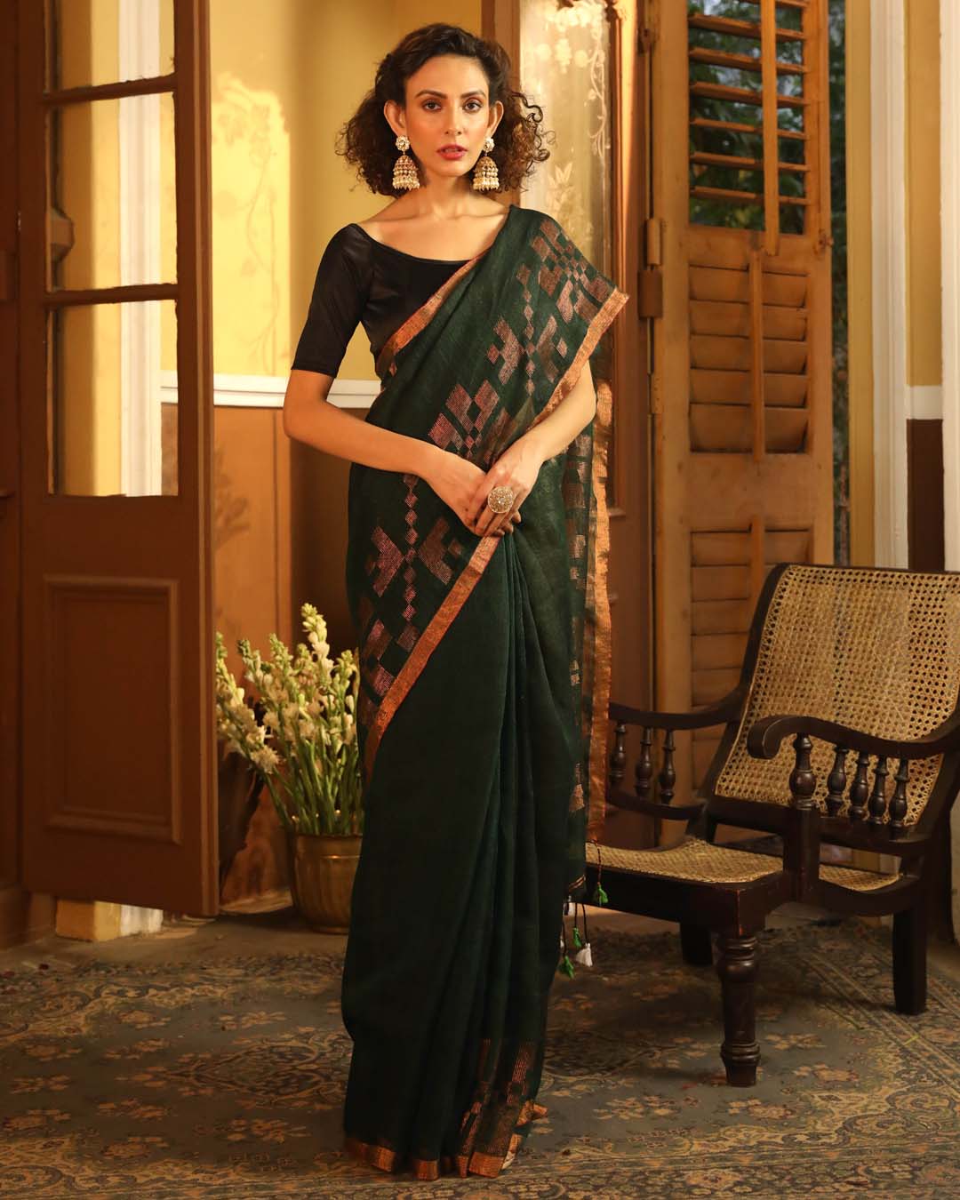 Indethnic Green Solid Daily Wear - View 1