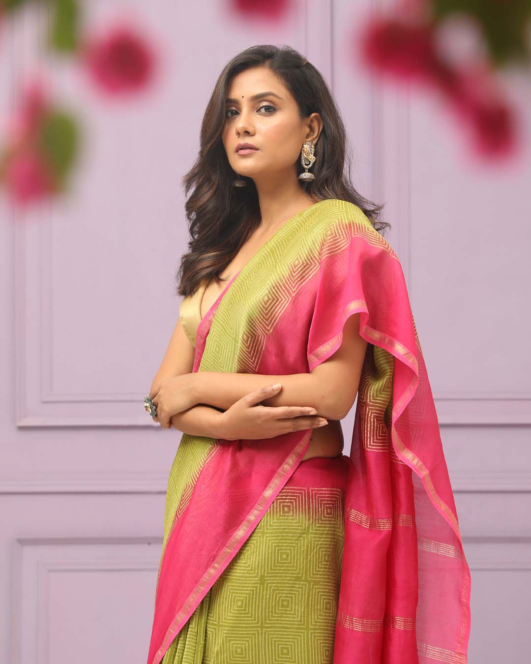 VERDANT HARMONY (BAGRU SILK COTTON SAREE)