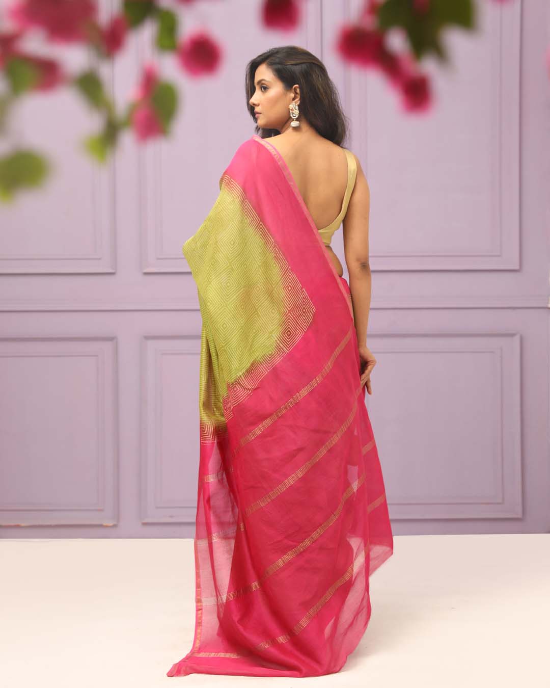 VERDANT HARMONY (BAGRU SILK COTTON SAREE)