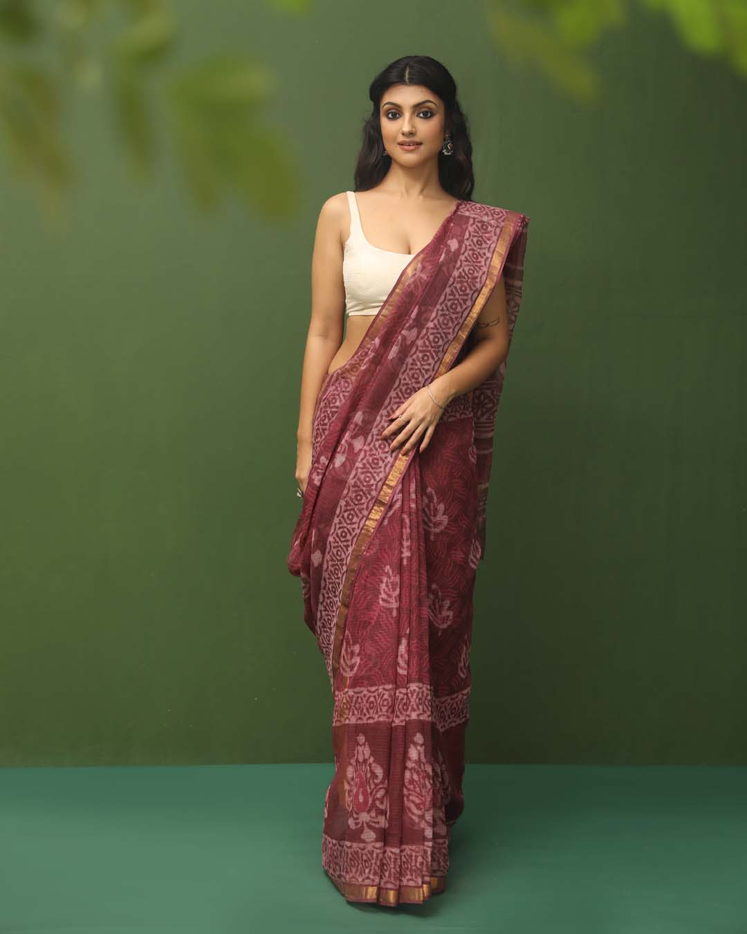 MAGENTA MIRAGE (BAGRU SILK COTTON SAREE)