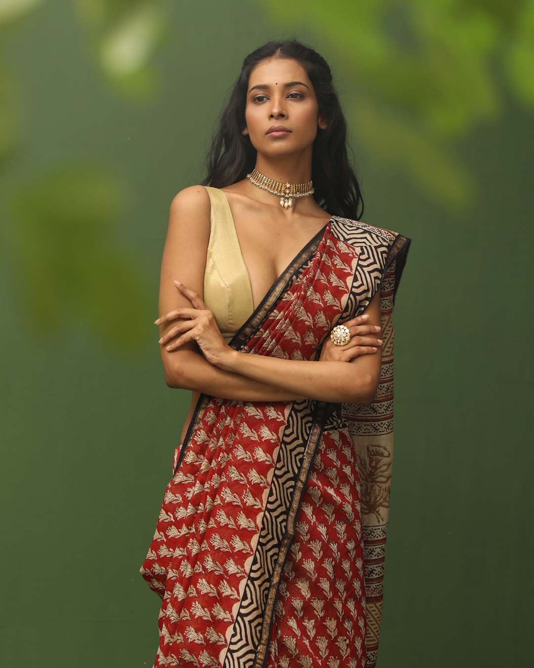 CRIMSON LEGACY (BAGRU SILK COTTON SAREE)