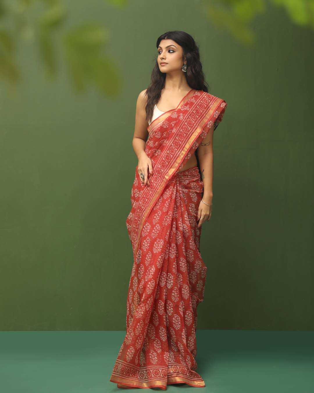 RUST RADIANCE (BAGRU SILK COTTON SAREE)
