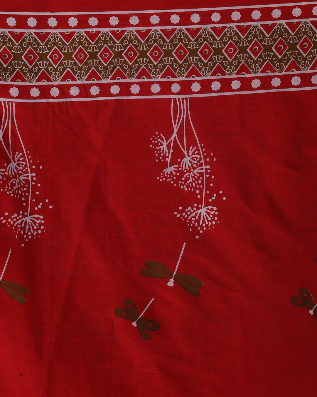 SCARLET SOPHISTICATION (BAGRU MUL MUL COTTON SAREE)