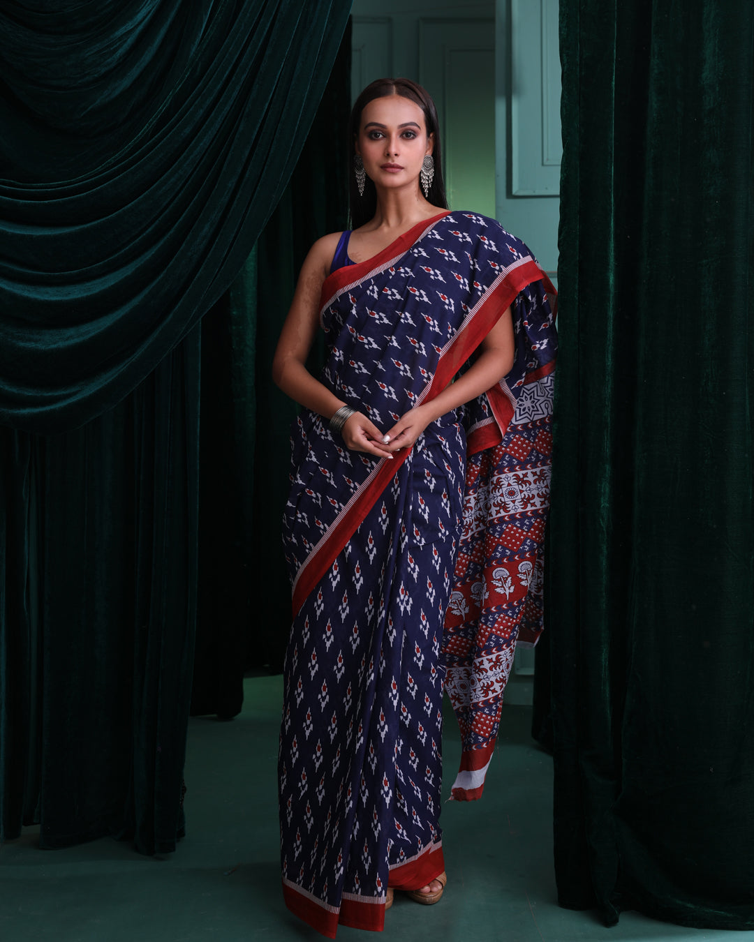 COBALT CHARM (IKKAT MUL MUL COTTON SAREE)
