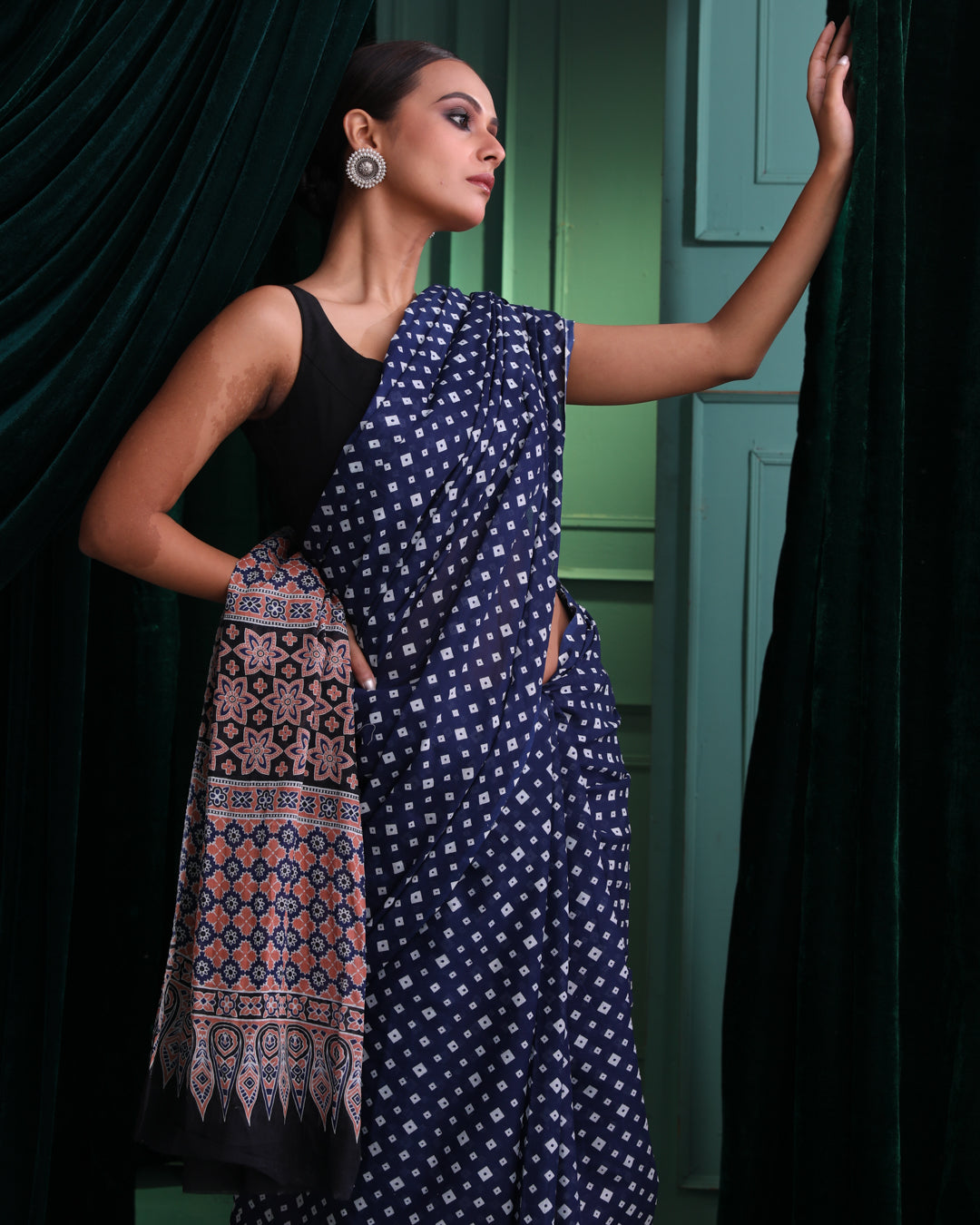 AZURE ALLURE (BAGRU MUL MUL COTTON SAREE)