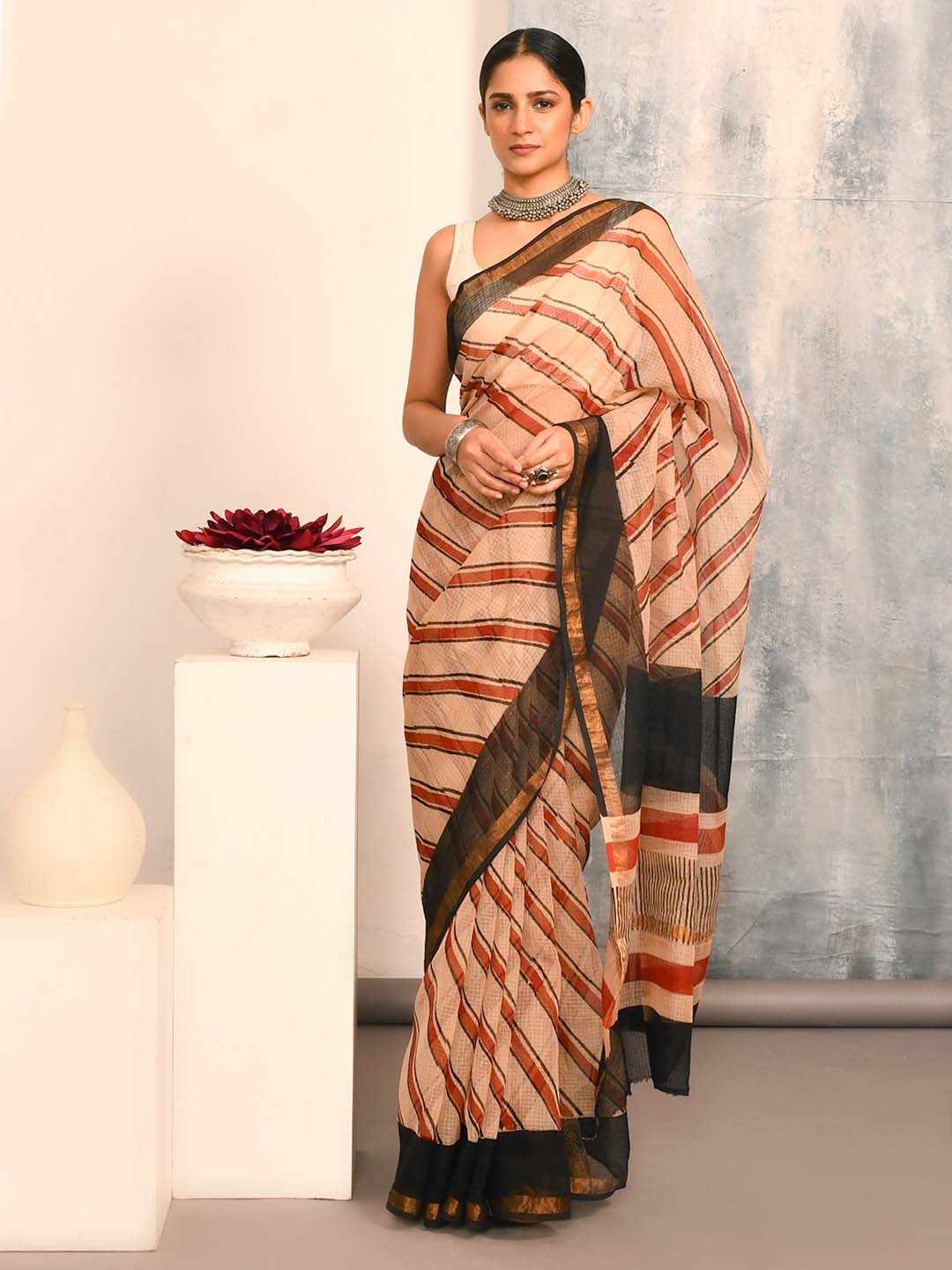 IVORY WHISPER (BAGRU SILK COTTON SAREE)