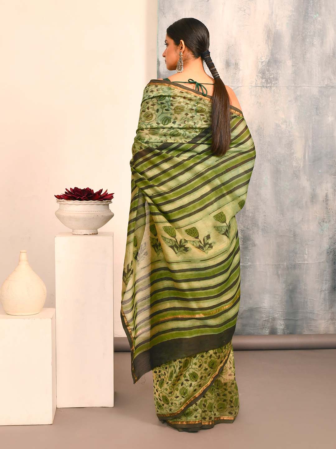 GREEN SERENITY (BAGRU SILK COTTON SAREE)