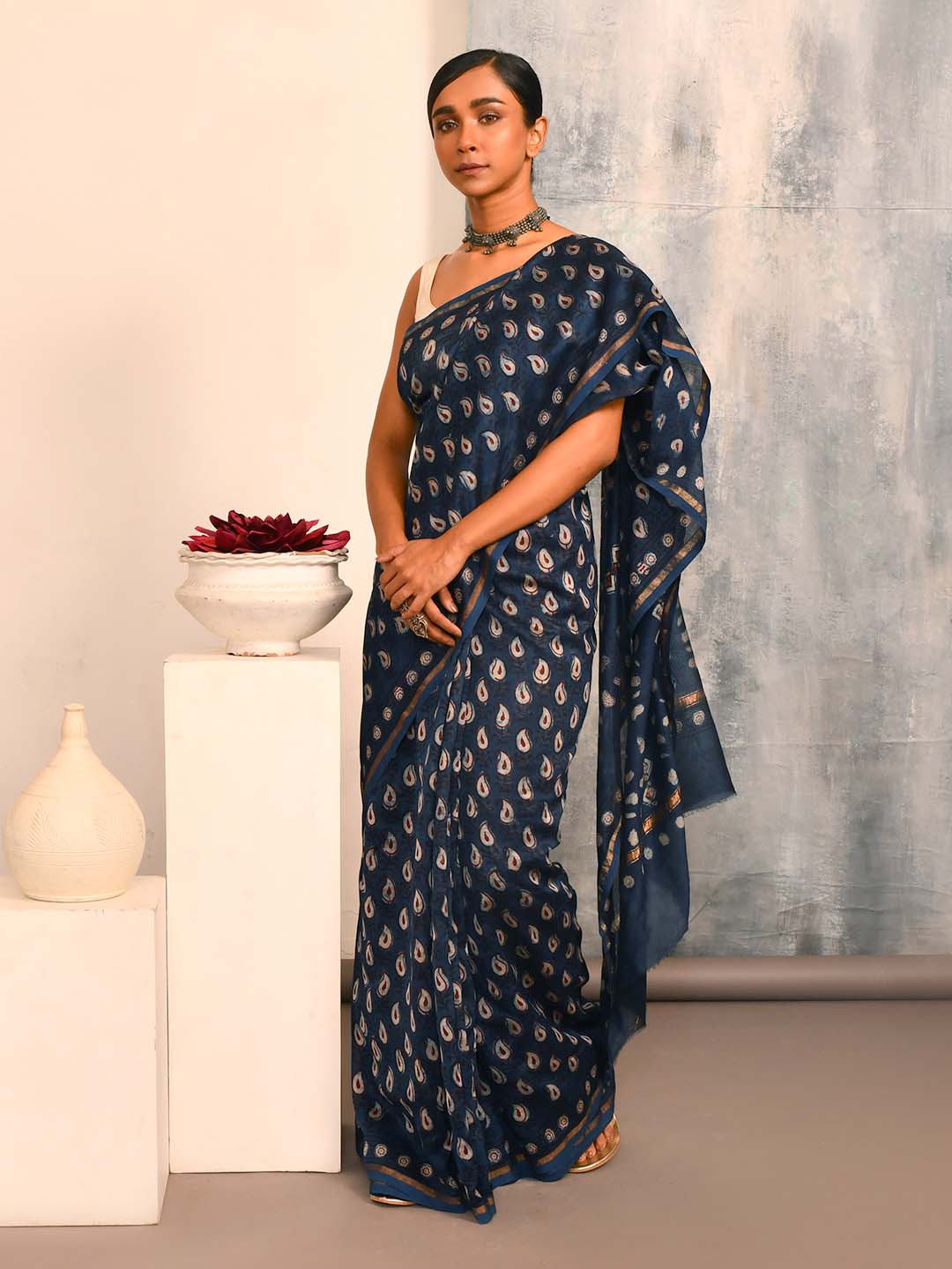 NOIR ESSENCE (BAGRU SILK COTTON SAREE)