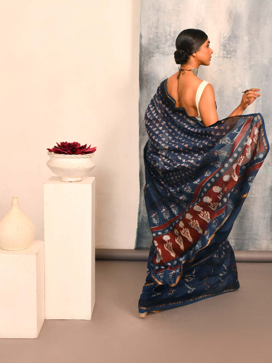 INDIGO WHISPERS (BAGRU SILK COTTON SAREE)