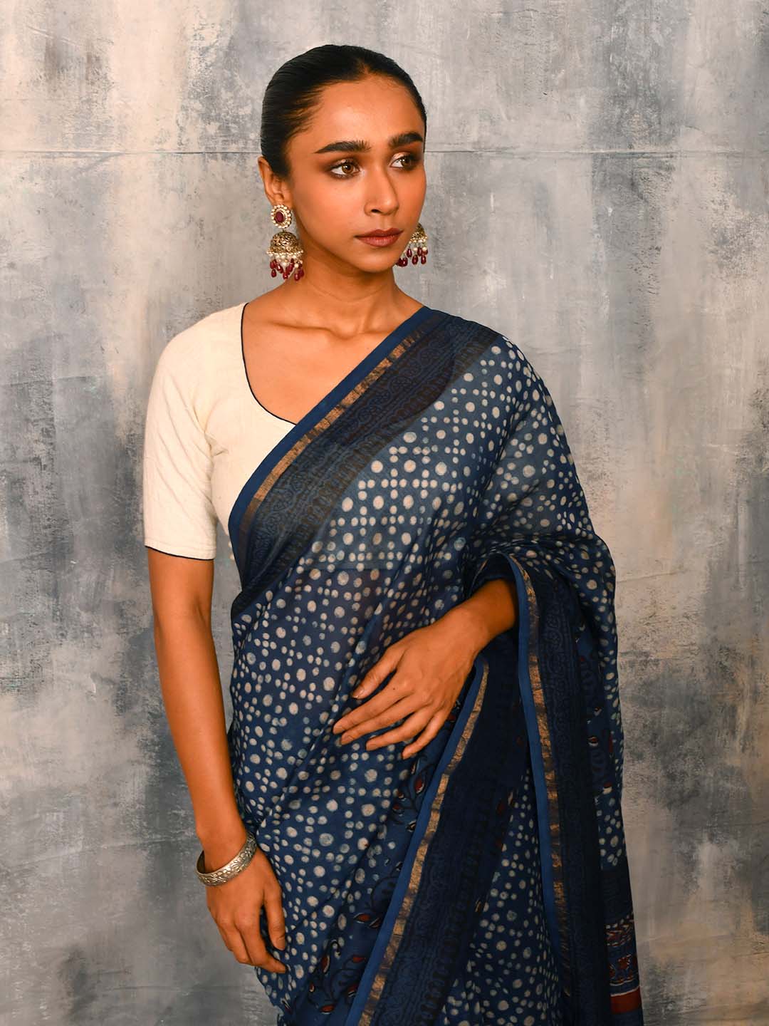 DEEP INDIGO (BAGRU SILK COTTON SAREE)