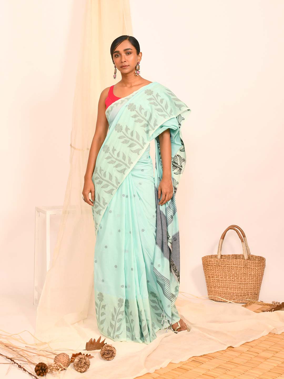 BLUE ELYSIUM (HANDLOOM 100% PURE COTTON SAREE)