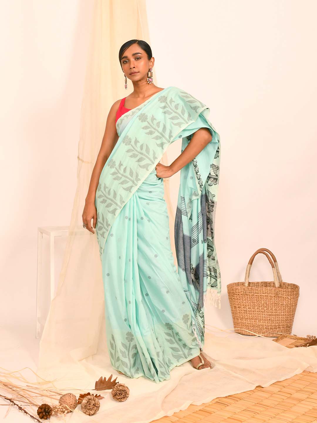 BLUE ELYSIUM (HANDLOOM 100% PURE COTTON SAREE)