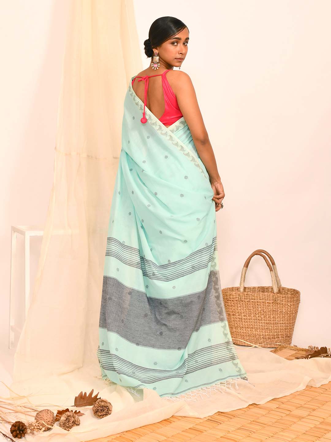 BLUE ELYSIUM (HANDLOOM 100% PURE COTTON SAREE)