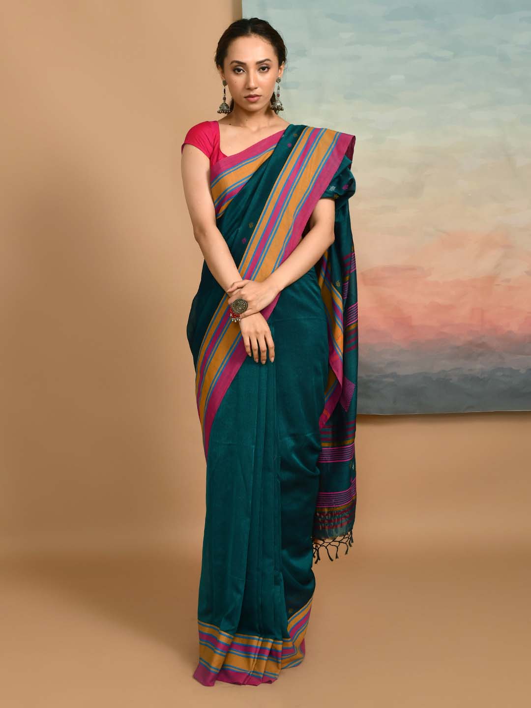 EMERALD ESSENCE (HANDLOOM 100% PURE COTTON SAREE)