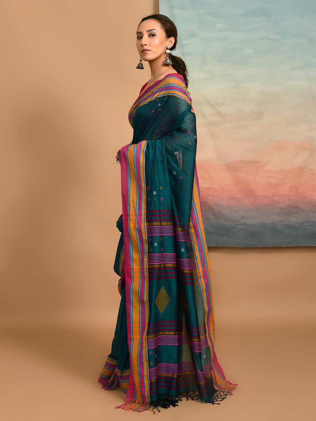 EMERALD ESSENCE (HANDLOOM 100% PURE COTTON SAREE)